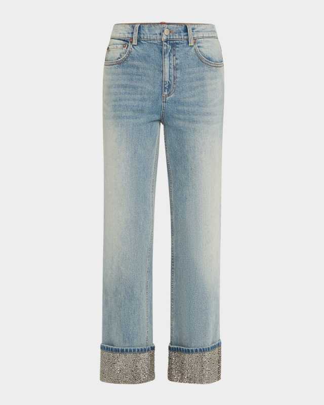 Weezy Embellished-Cuff Jeans